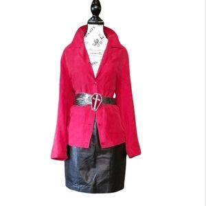 90s Raw Silk Blazer – Crimson Tailored Jacket (US 14)